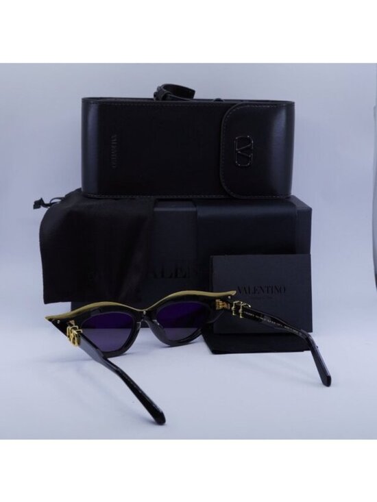Valentino V-GOLDCUT-II VLS-114A Cat Eye Sunglasses - Black\\Grey main image 8